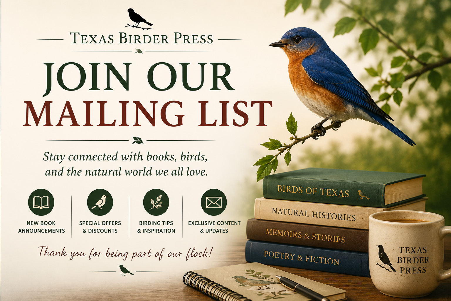 Texas Birder Press Mailing List, Small Press Publishing of Nature and Birding Books