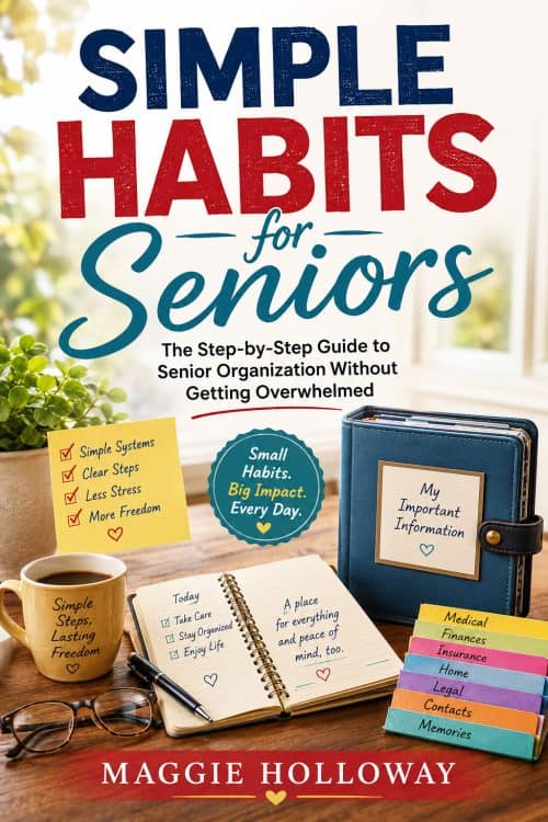 FrontCover-SimpleHabits Texas Birder Press, Maggie Holloway, Habits for Seniors - Orgnaization Tips for seniors